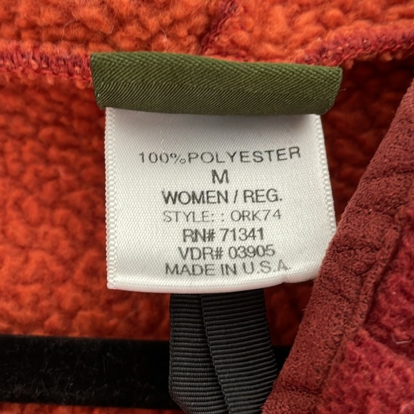 LL Bean Hooded Women’s Red Fleece Coat, Size M - Picture 3 of 7